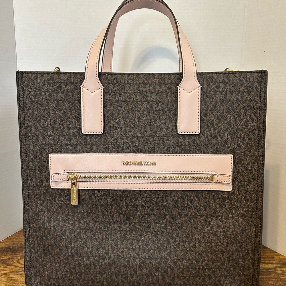 Michael Kors Dark Brown and Light Pink Handbag